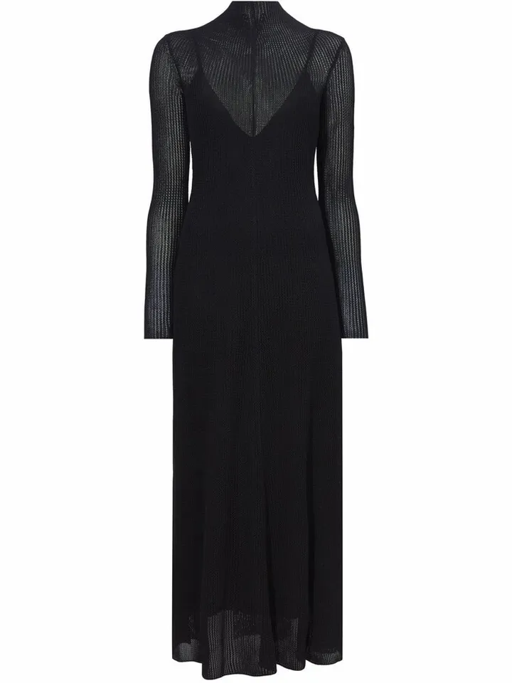 Sheer Open-Knit Midi Dress