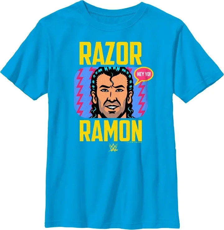 Boy's WWE Razor Ramon Comic T-Shirt - Turquoise - Large