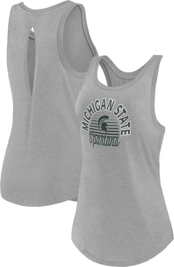 NCAA Michigan State Spartans Women's Gray Key Hole Tank Top - XL