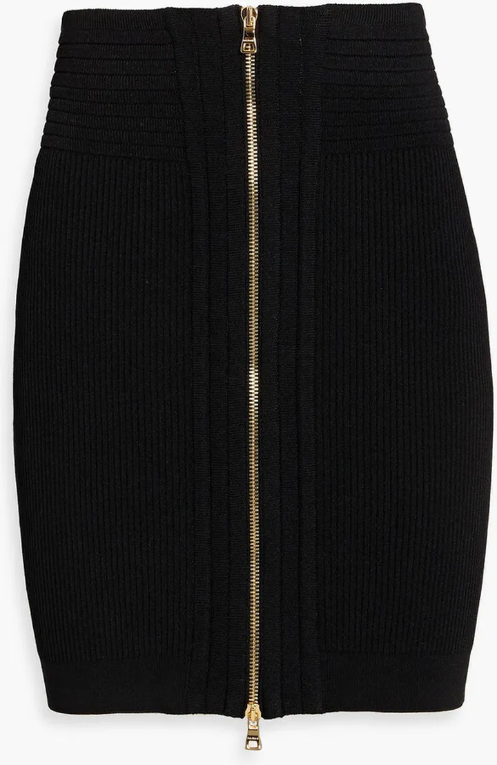 Ribbed-knit mini skirt