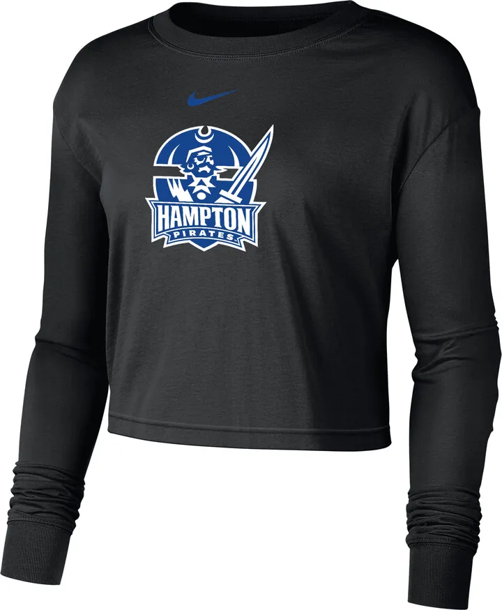 Nike Women's College (Hampton) Cropped Long-Sleeve T-Shirt in Black