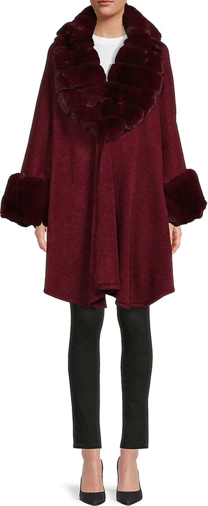 Faux Fur Trim Kimono