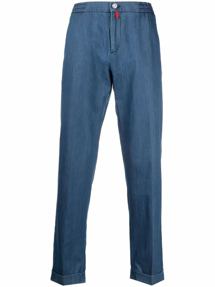 Thin straight-leg denim trousers