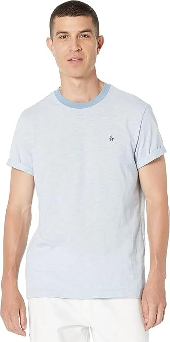 Original Penguin Knit Fashion Tee Sticker SI (Faded Denim) Men's T Shirt