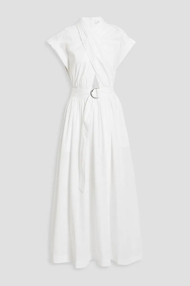 Celeste wrap-effect cutout cotton-poplin maxi dress