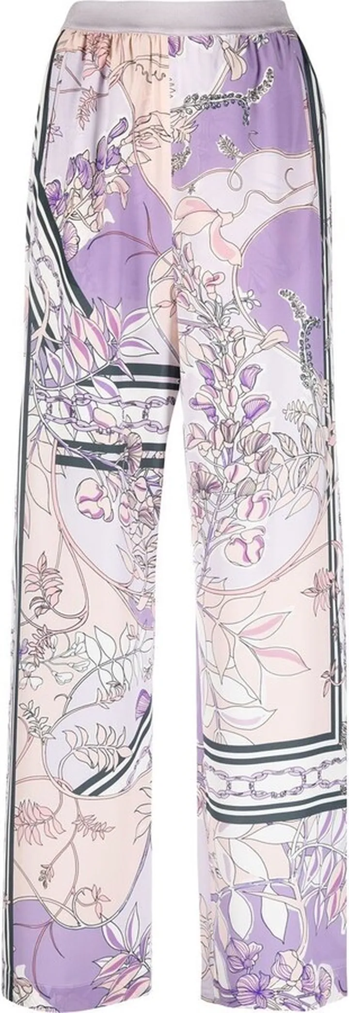 Floral-Print Silk Trousers