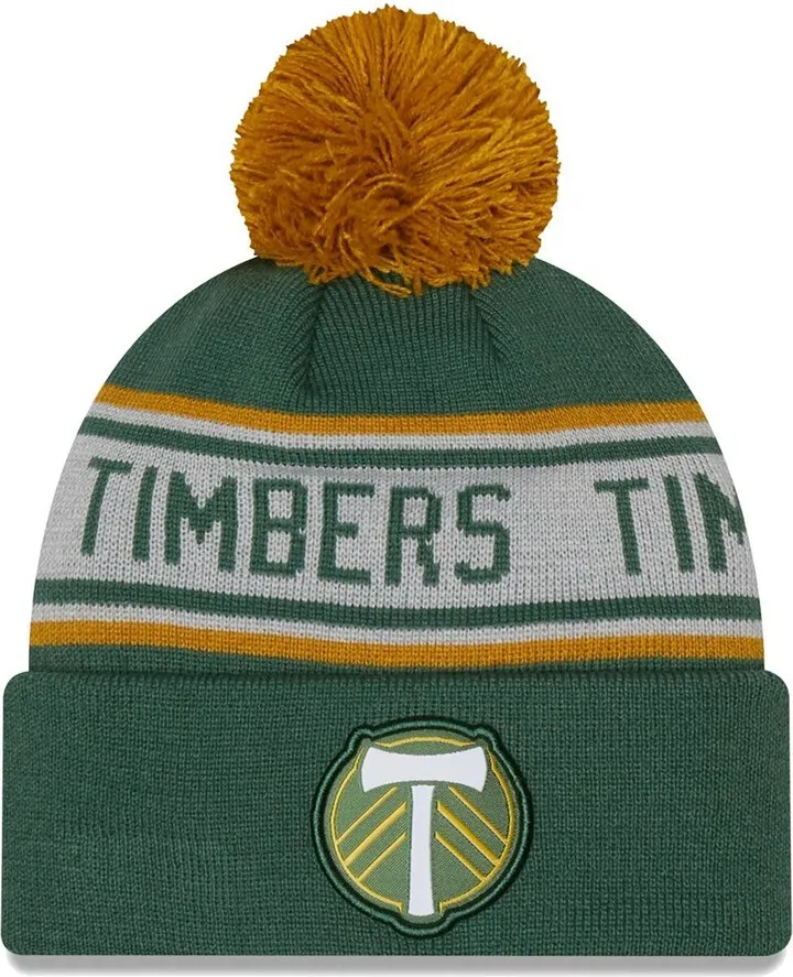 Men's New Era Green Portland Timbers Repeat Cuffed Knit Hat with Pom