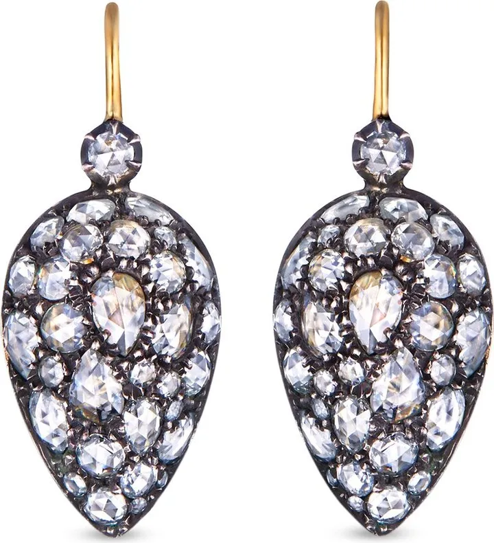 18kt yellow gold diamond Bombe Inverted teardrop earrings