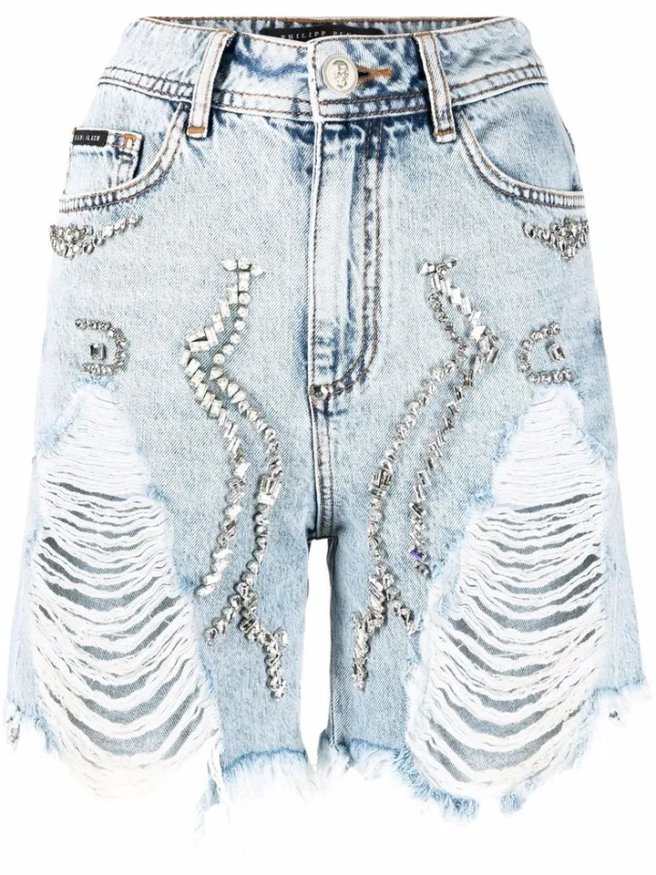 Ripped Denim Shorts
