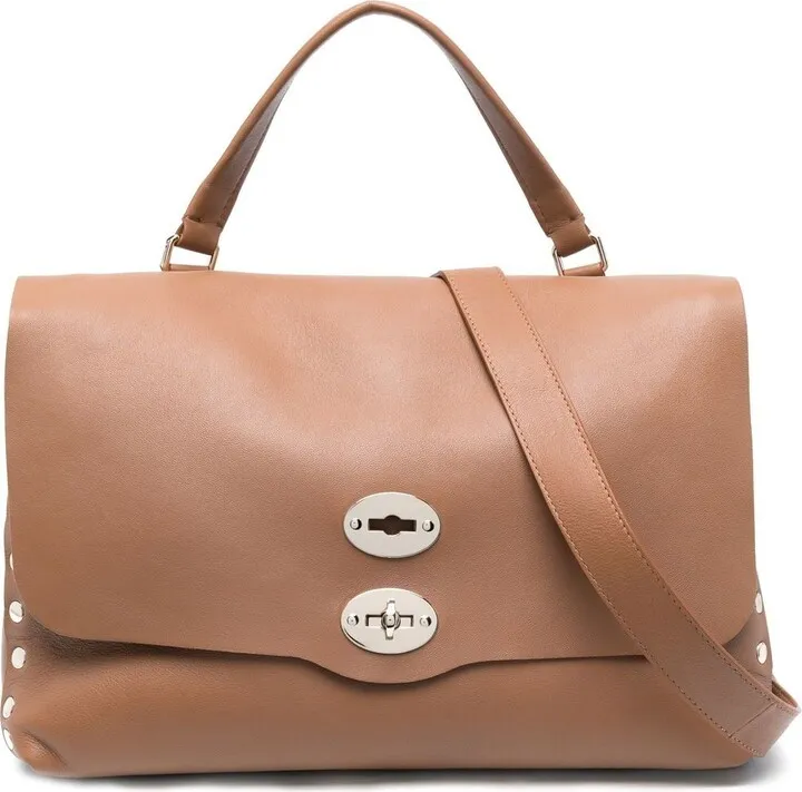Stud-Detail Leather Tote Bag