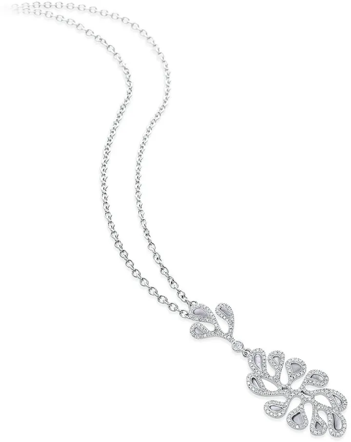 Sea Leaf 18K White Gold Diamond & Mother-of-Pearl Pendant Necklace