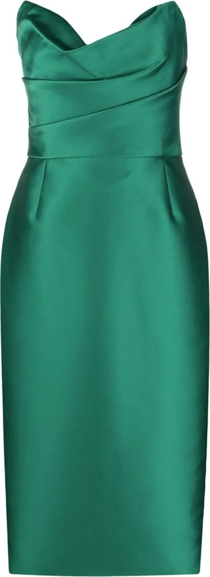 Strapless Satin Midi Dress