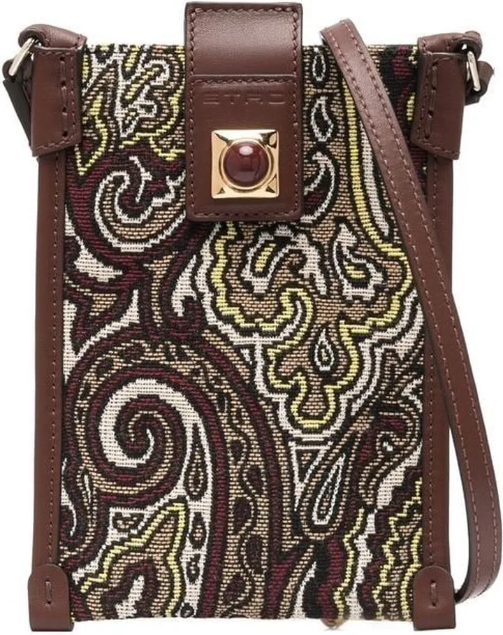 Jacquard Leather-Trim Shoulder Bag