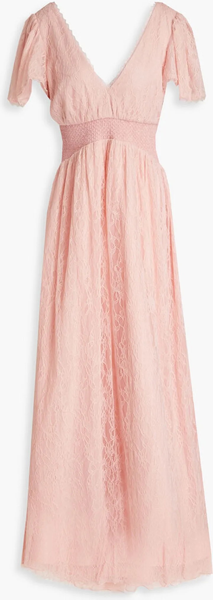 Charlsie smocked lace maxi dress