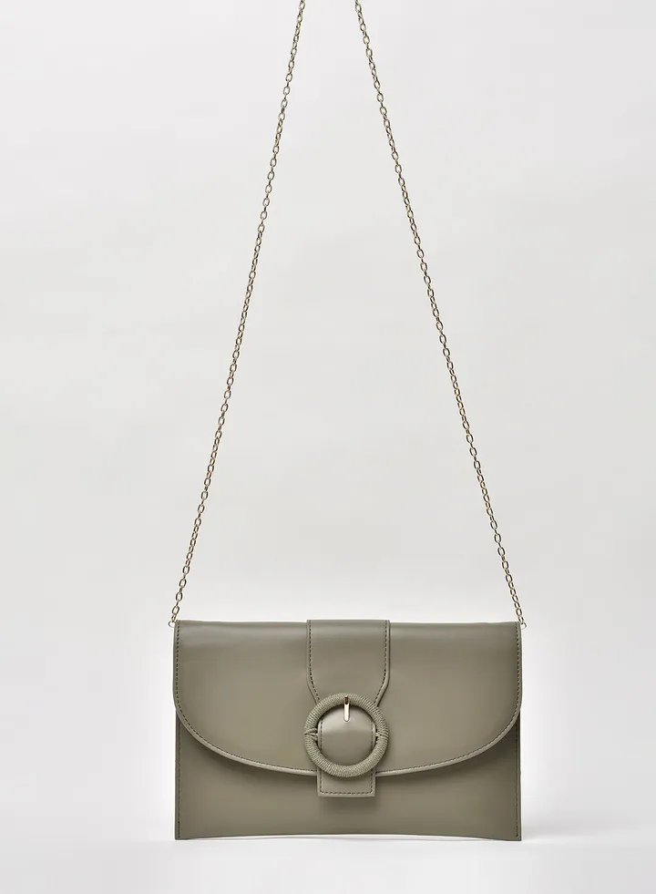 Solid Pattern Chain Strap Crossbody Bag Green
