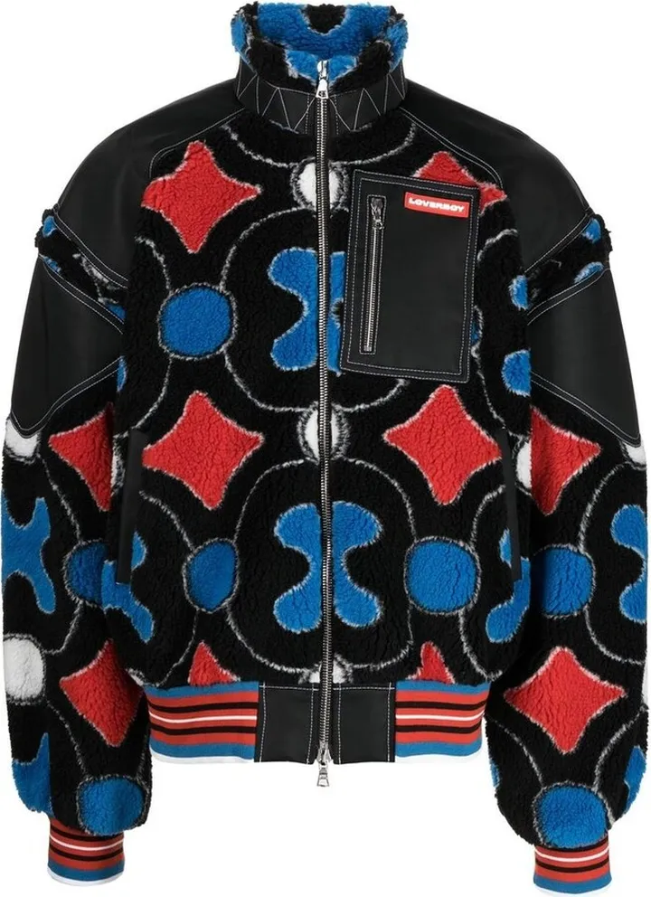 Charles Jeffrey Loverboy All-Over Patch Fleece Bomber Jacket