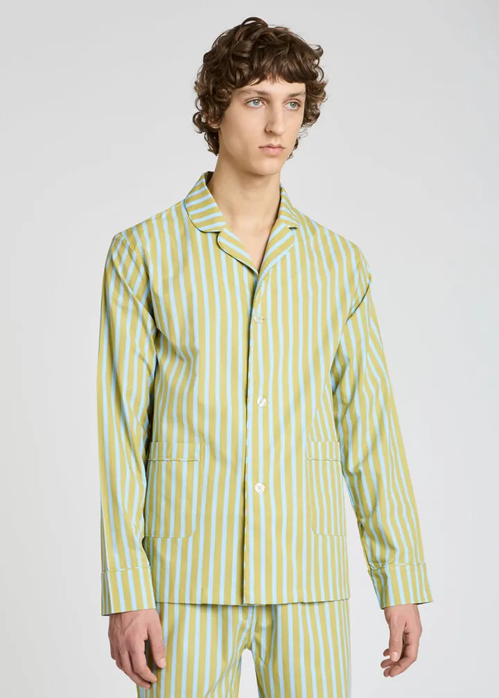 Unisex Green Stripe Cotton Pyjama Top