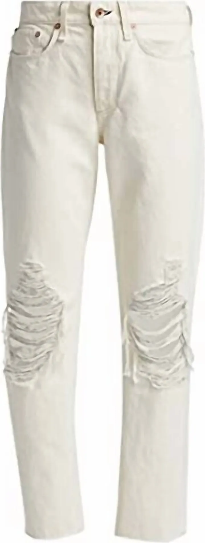 Rosa Mid Rise Summer Ripped Boyfriend Jeans in White