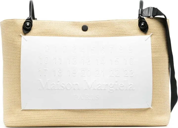 Neutral Logo Patch Woven Tote Bag
