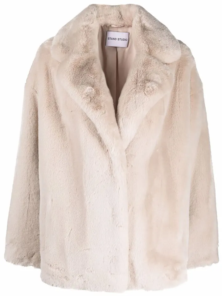 Notched-Lapels Faux-Fur Coat