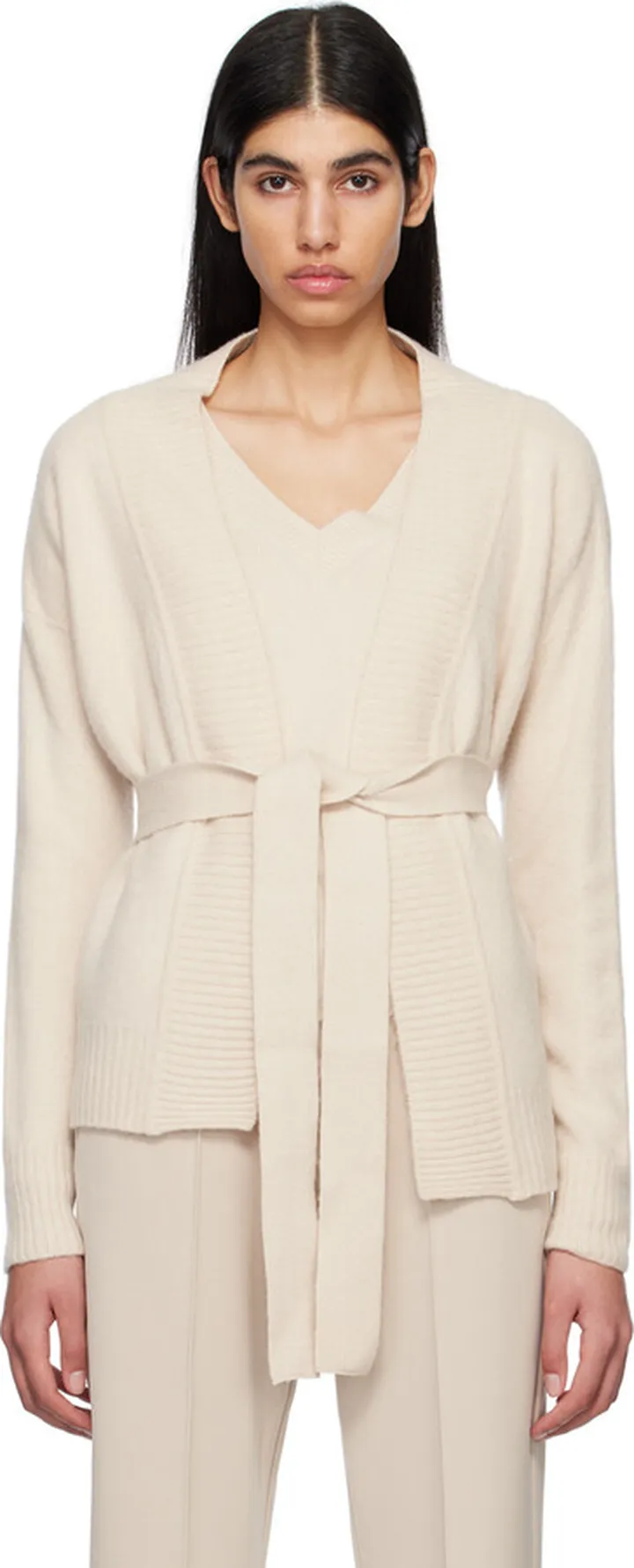 Max Mara Leisure Beige Belted Cardigan