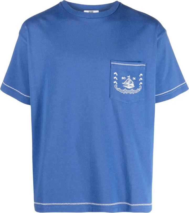 Blue Sailboat Cotton T-Shirt