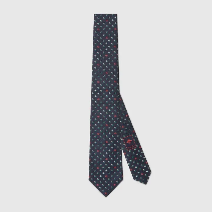 Double G cherry silk jacquard tie