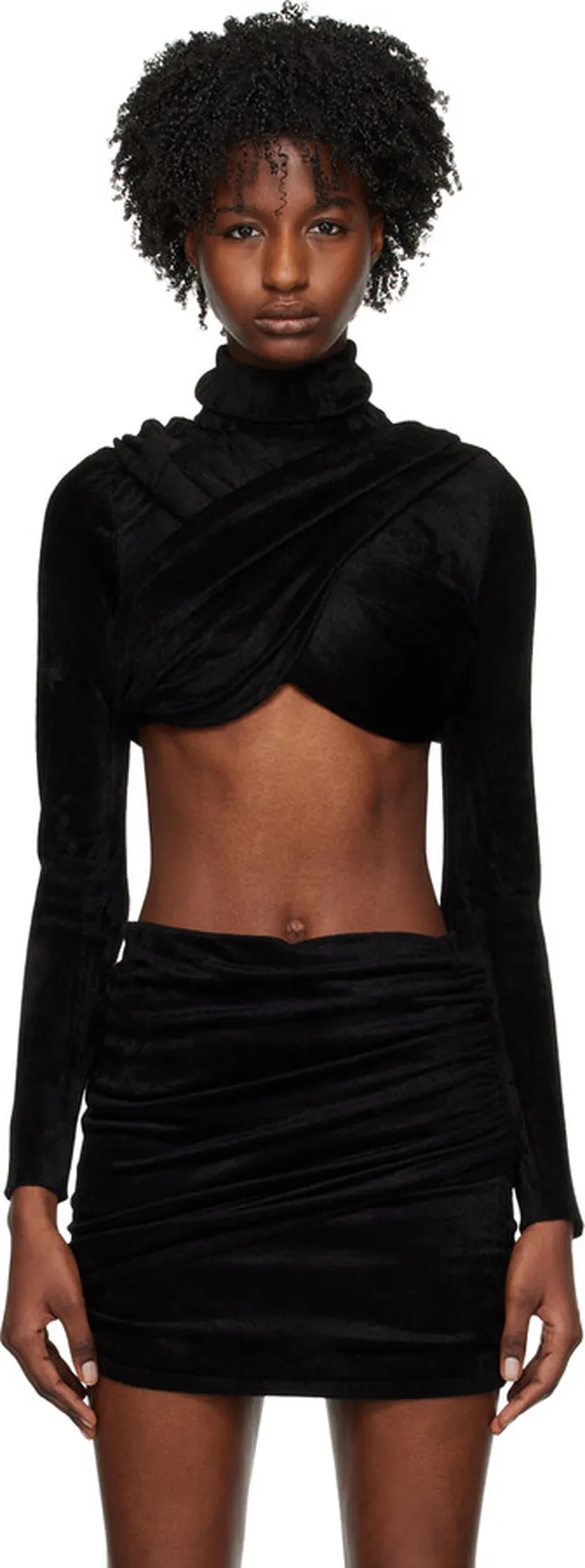 ALAÏA Black Cropped Turtleneck