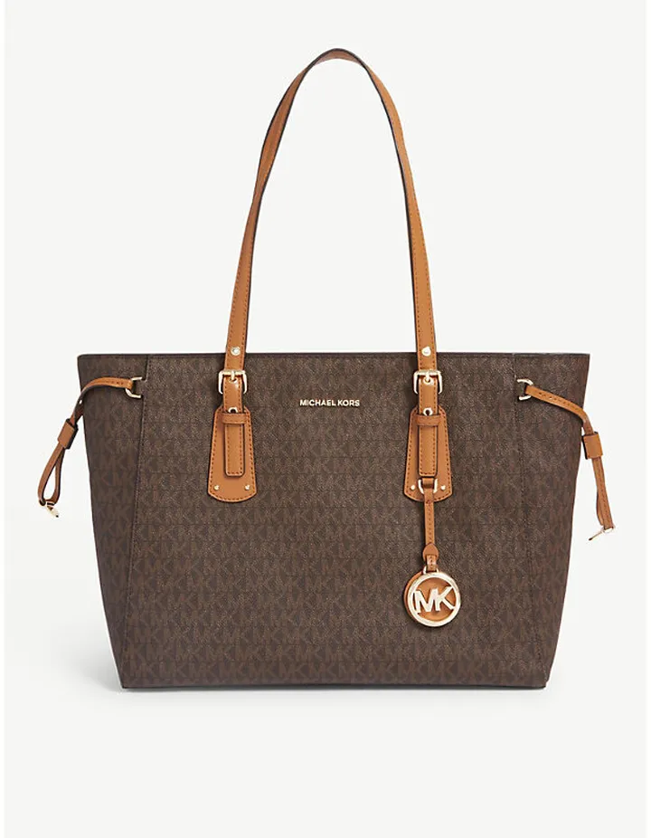 Womens Brown Voyager Coated Canvas Tote