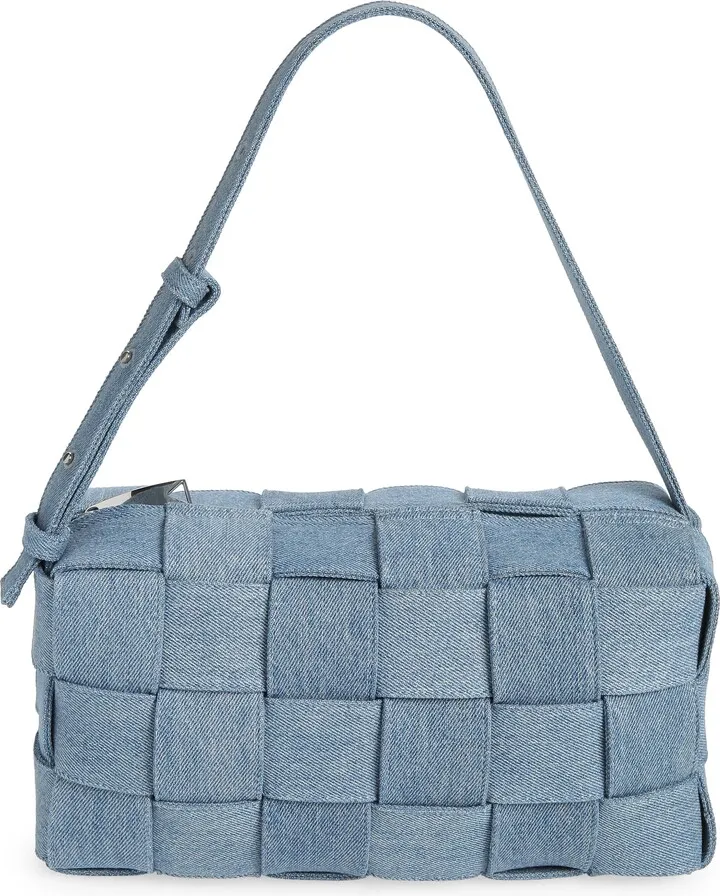 Cassette Intrecciato Denim Print Leather Shoulder Bag