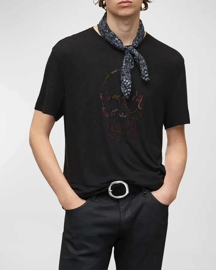 Men's Embroidered Skull T-Shirt