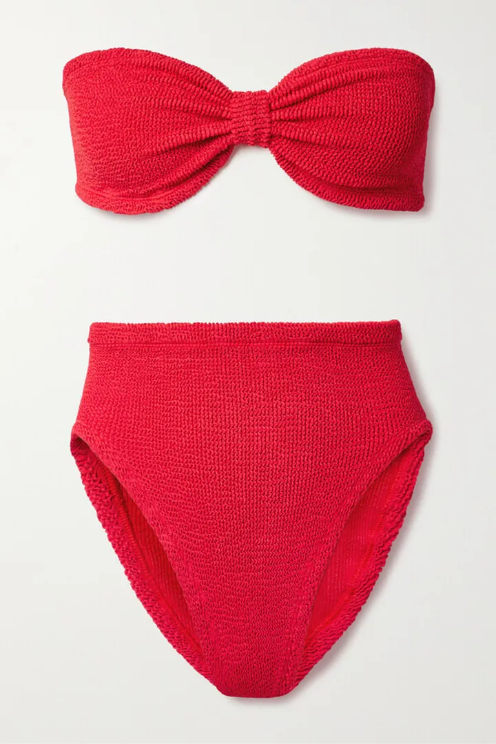 Hunza G - Ruby Seersucker Bandeau Bikini - Red