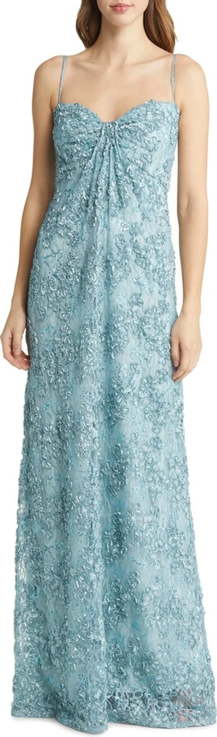 Sleeveless Soutache Lace Gown