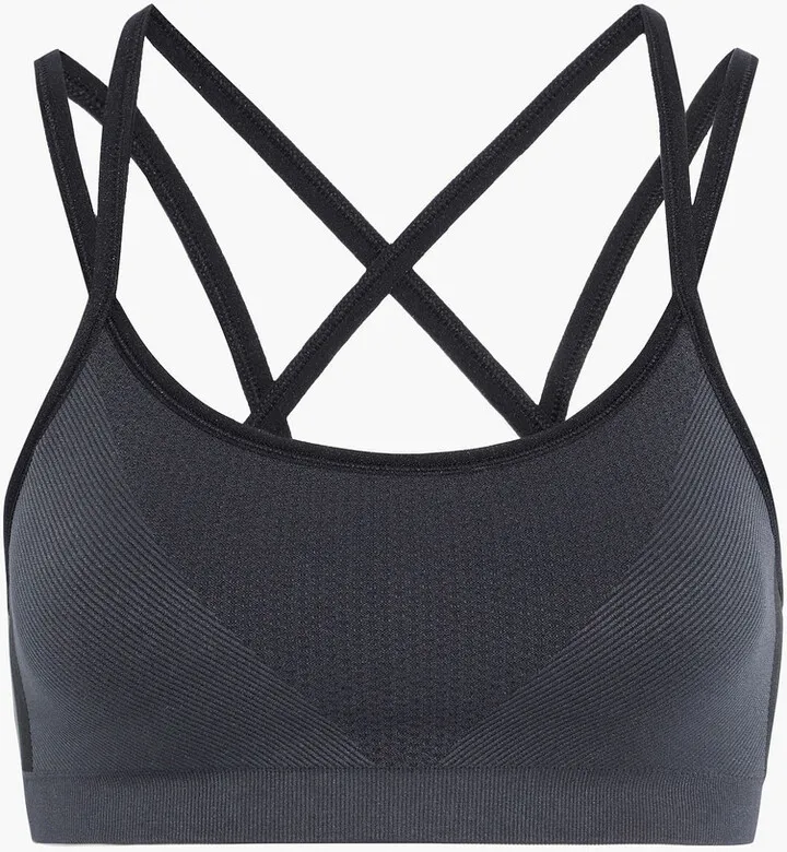 Two-tone stretch-jacquard sports bra