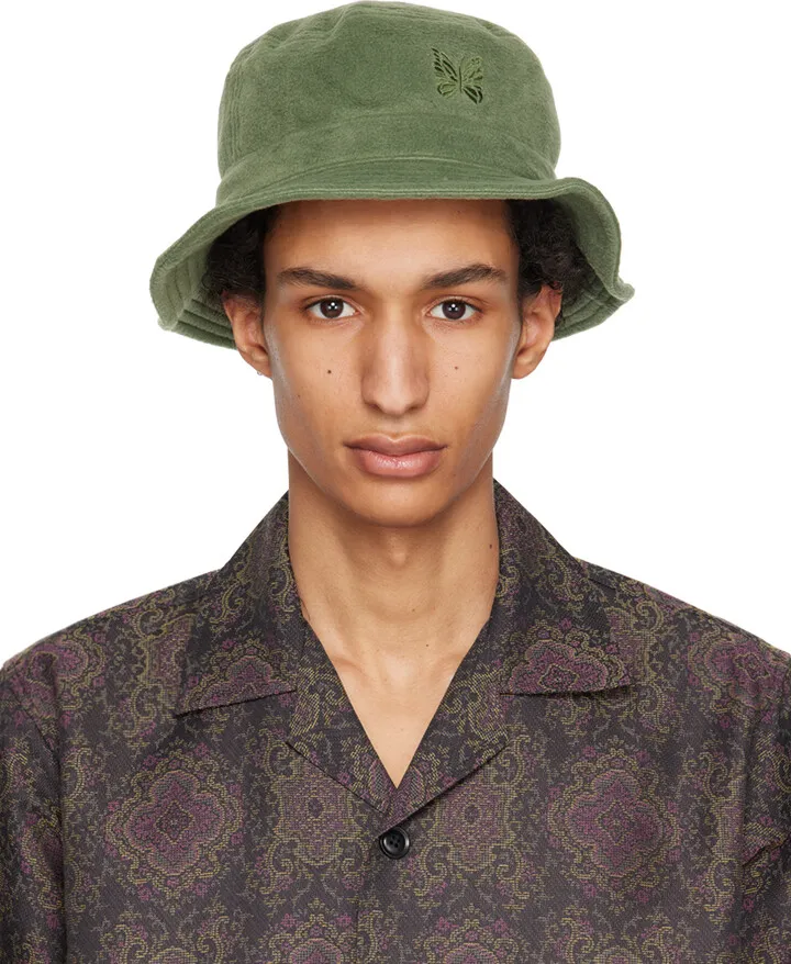 NEEDLES Green Embroidered Bucket Hat