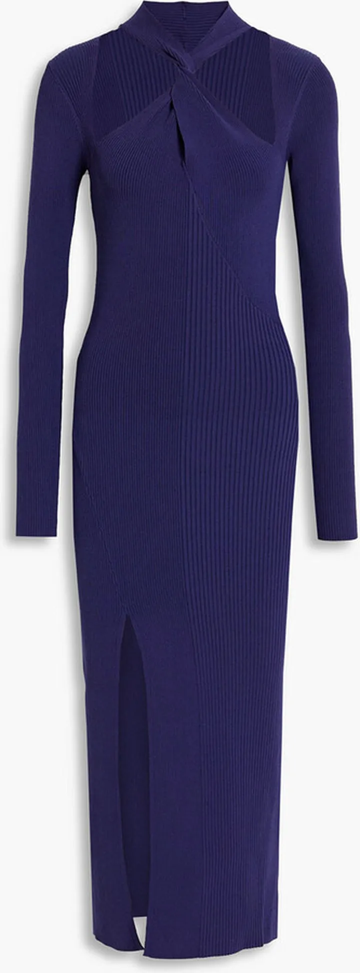 Acantha cutout twisted ribbed-knit midi dress
