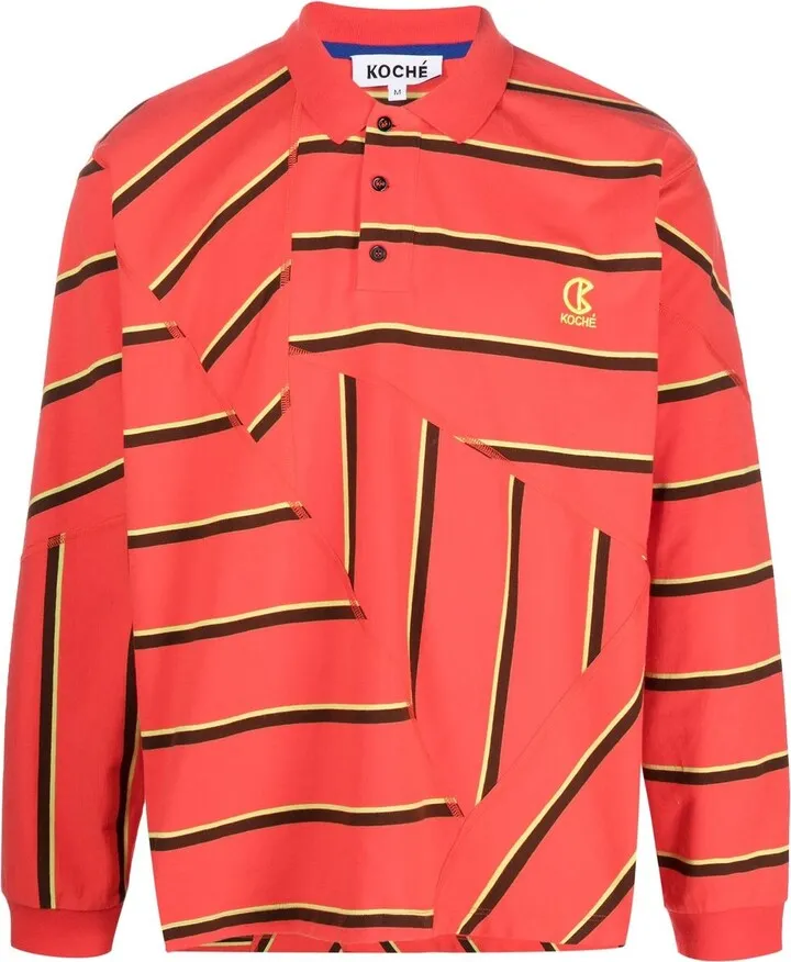 Stripe-Pattern Polo Shirt