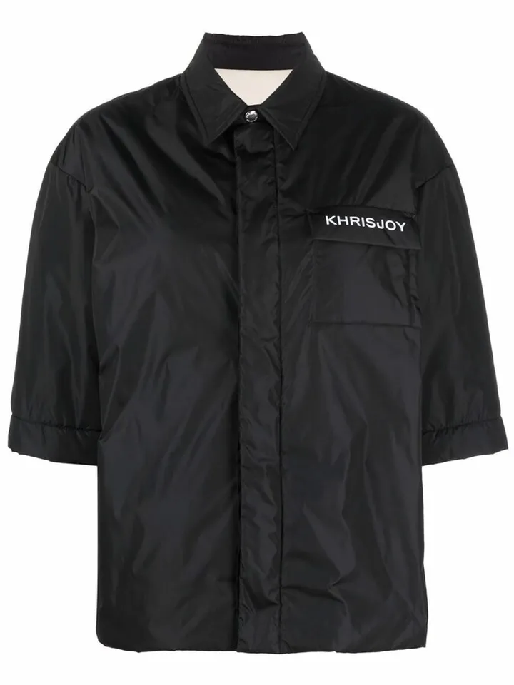 Logo-Print Short-Sleeved Shirt Jacket