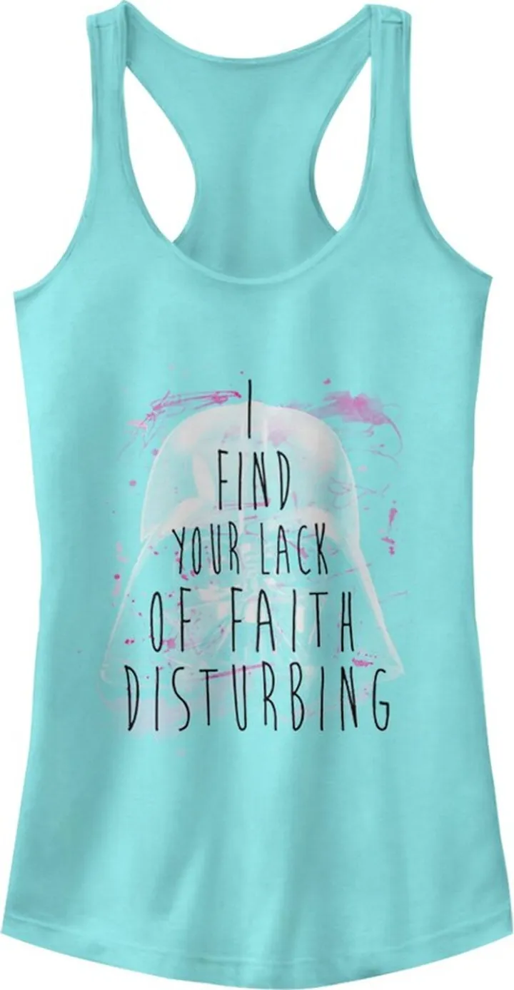 Junior's Star Wars Lack of Faith Racerback Tank Top - Cancun - Medium