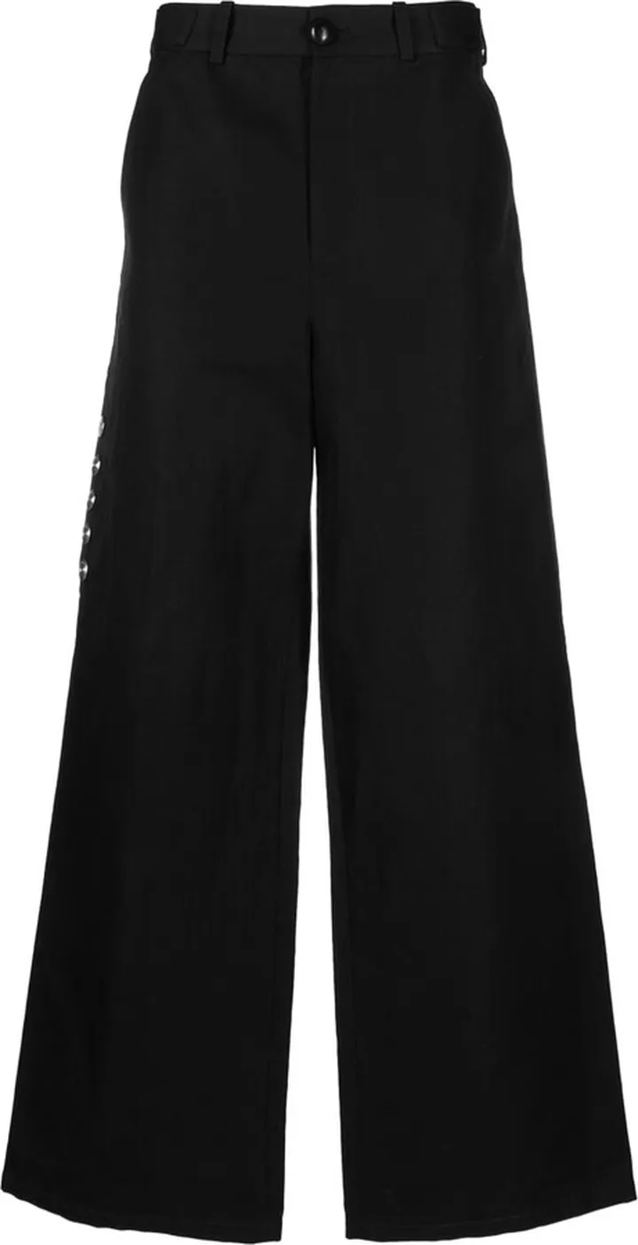 Stud-Embellished Wide-Leg Trousers