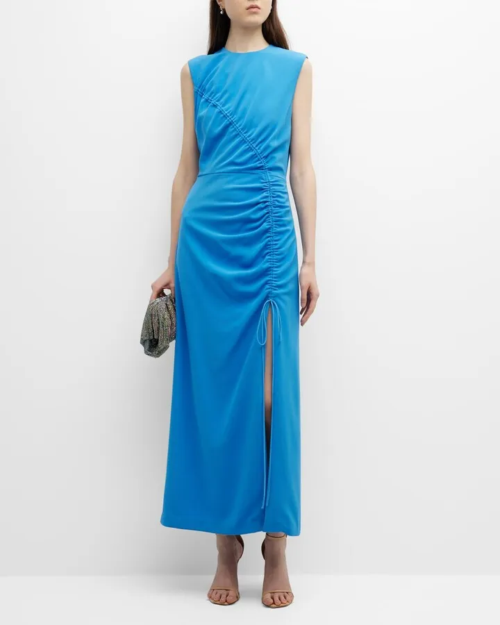 Ruched Seamed Midi Dress