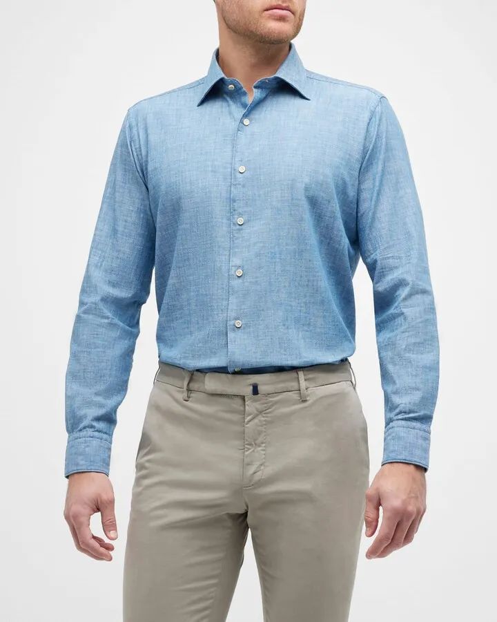 Men's Crosshatch Cotton Sport Shirt