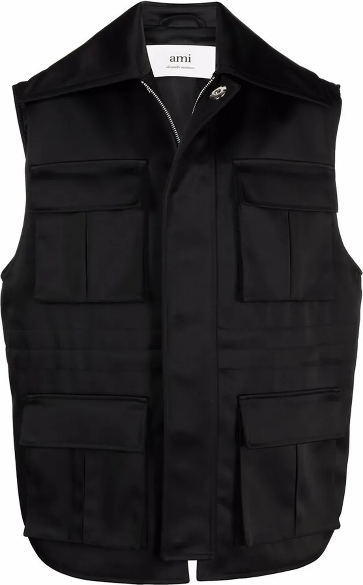 Pocket-Detail Flared Gilet