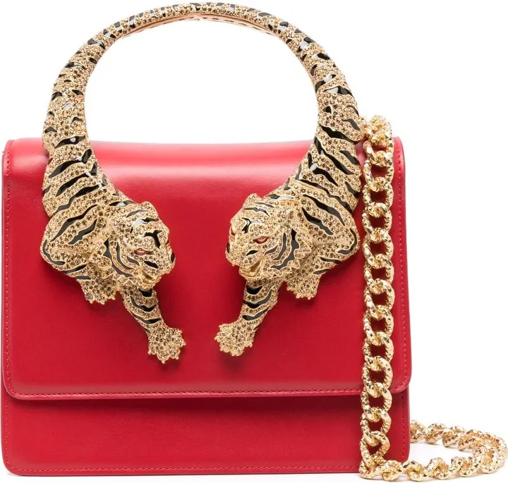 Tiger-Handle Shoulder Bag