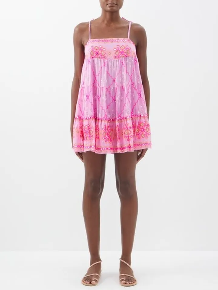 Mirrored Mosaic-print Cotton Mini Dress