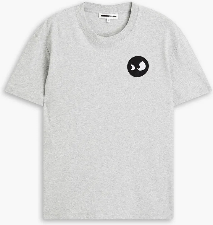 Appliquéd mélange cotton-jersey T-shirt