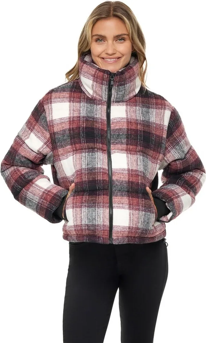 Women's Faux Wool Puffer Jacket - S.E.B. By SEBBY White-Wine Large