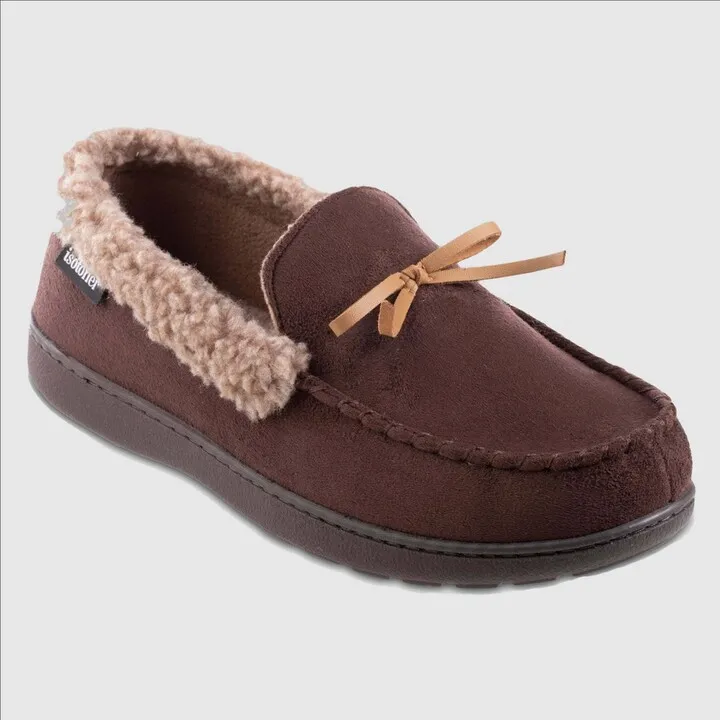 Isotoner Men's Microsuede Berber Spill Slippers - Brown XXL