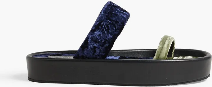 Crushed-velvet platform slides