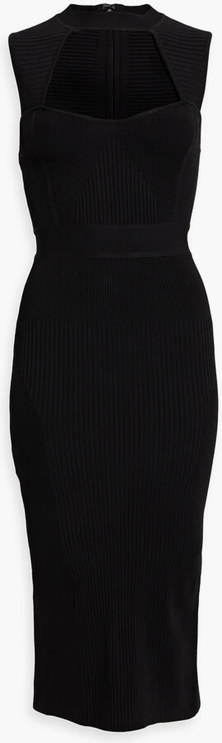 Cutout ribbed bandage midi dress